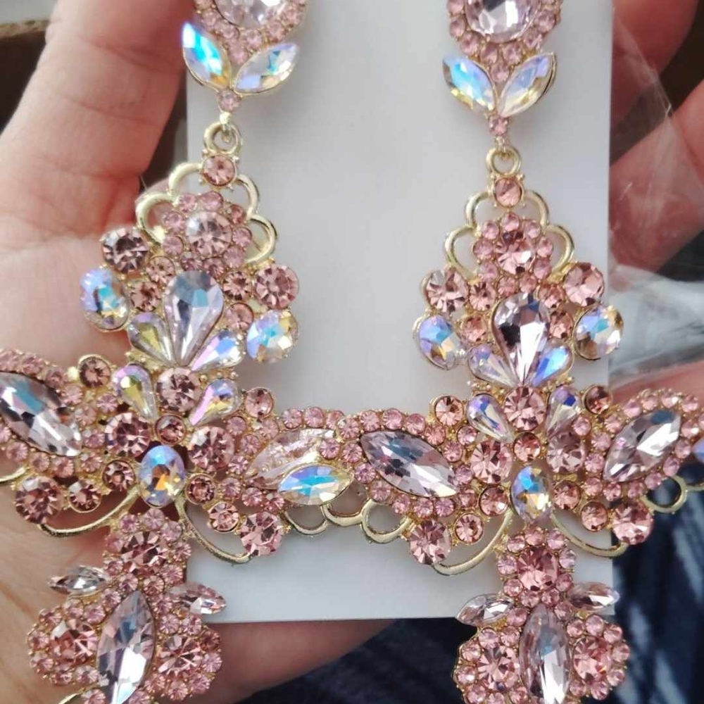 Elegant Pink Crystal Earrings